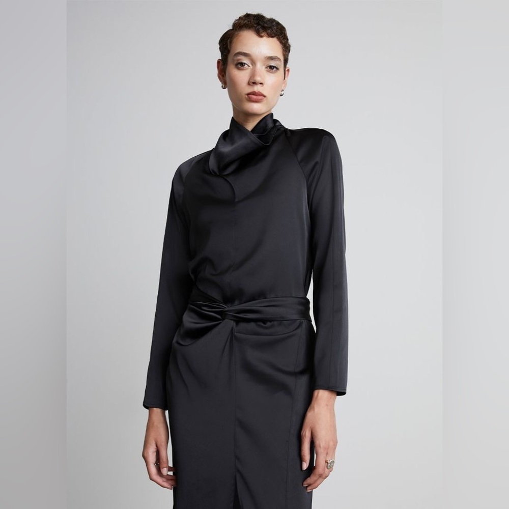 Who What Wear Camille twist-neck top, black size Med